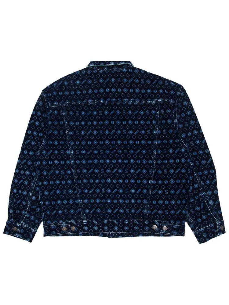 Куртка Supreme Flocked Denim Trucker Jacket — изображение 2 из 3, синий