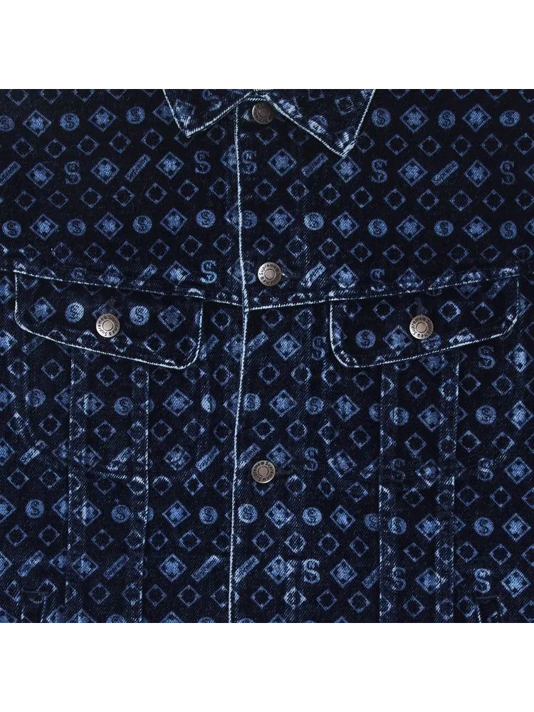 Куртка Supreme Flocked Denim Trucker Jacket — изображение 3 из 3, синий