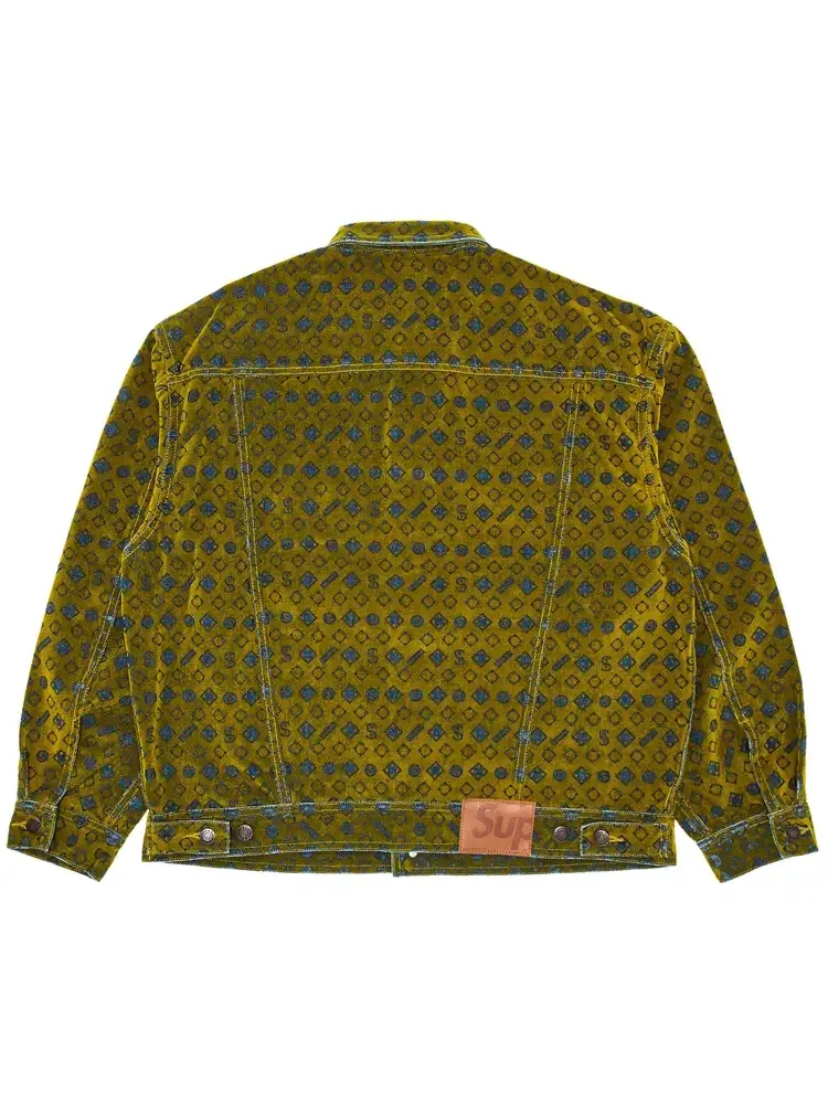 Куртка-тракер Supreme Flocked Denim Trucker Jacket 'Mustard' — изображение 2 из 3, желтый