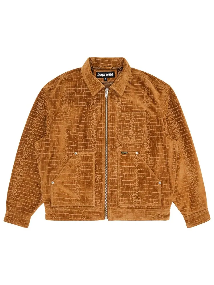 Куртка Supreme Suede Work Jacket 'Croc' — изображение 1 из 3, бежевый