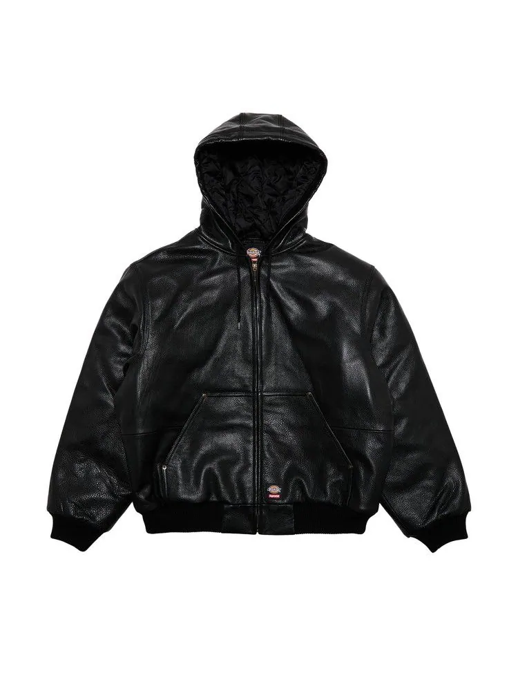 Куртка Supreme x Dickies Hooded Leather Work Jacket — изображение 1 из 3, черный