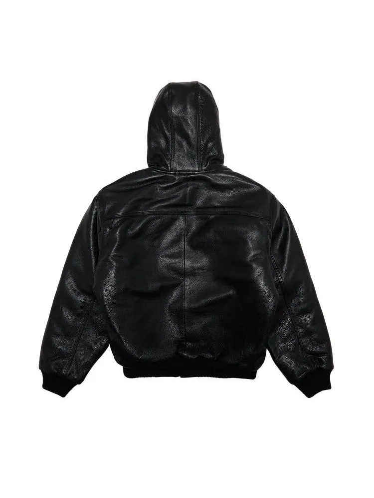 Куртка Supreme x Dickies Hooded Leather Work Jacket — изображение 2 из 3, черный