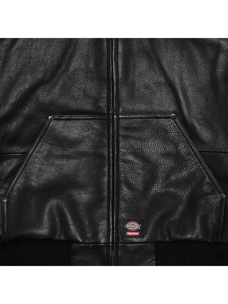 Куртка Supreme x Dickies Hooded Leather Work Jacket — изображение 3 из 3, черный