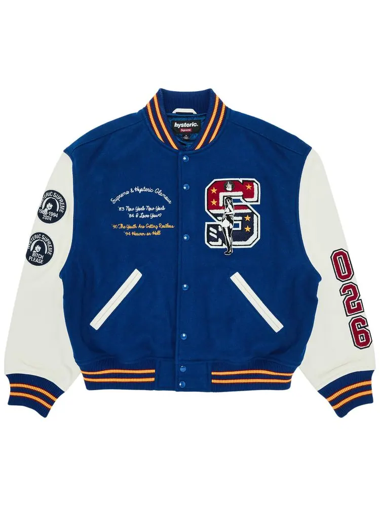 Куртка Supreme x HYSTERIC GLAMOUR Varsity Jacket 'Blue' — изображение 1 из 3, синий
