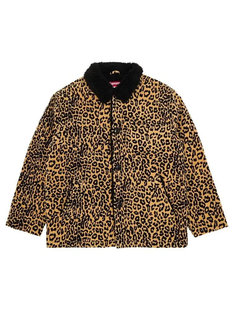 Пальто Supreme Kindermann Uncut Corduroy Car Coat Leopard — изображение 1 из 3, леопардовый