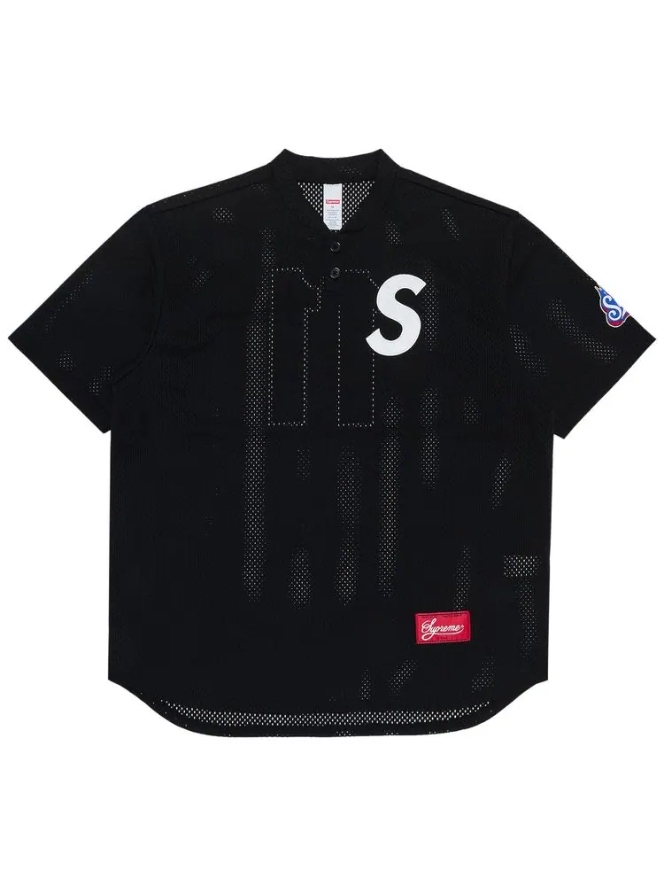 Бейсбольная футболка-поло Supreme с логотипом S — изображение 1 из 3, черный