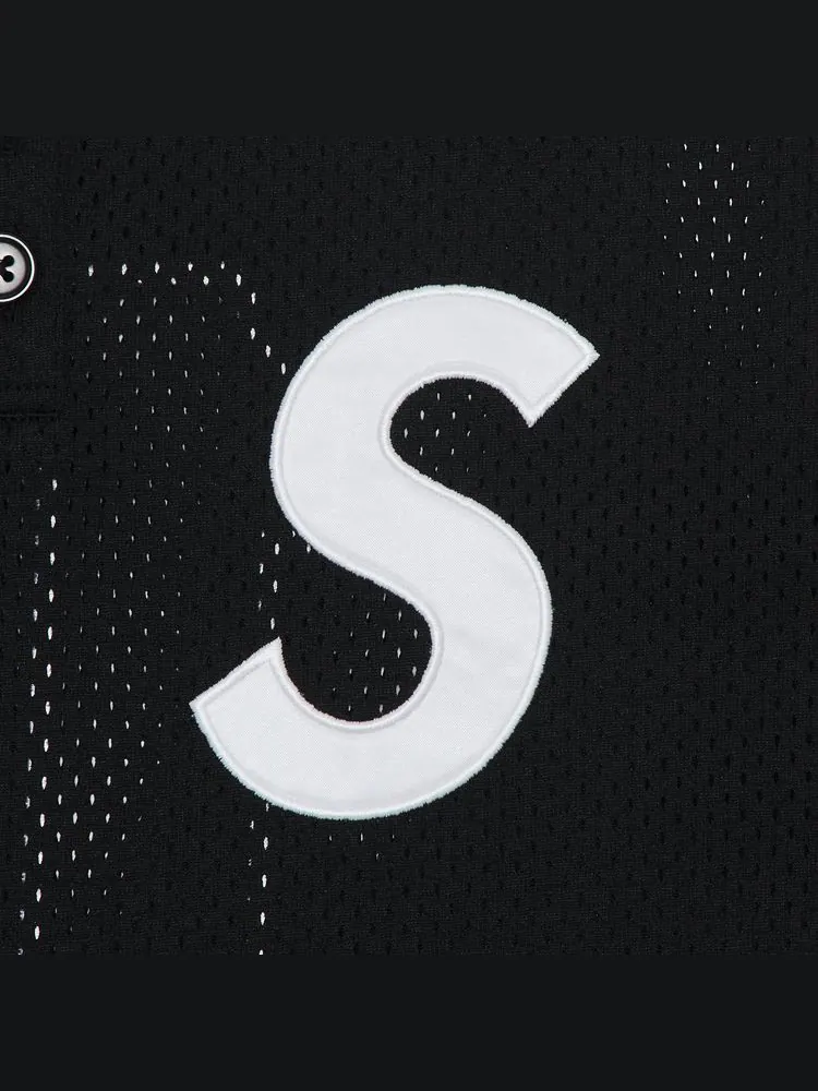 Бейсбольная футболка-поло Supreme с логотипом S — изображение 3 из 3, черный