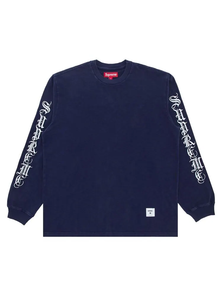 Топ Supreme Old English Long-Sleeve Top Navy — изображение 1 из 2, темно-синий