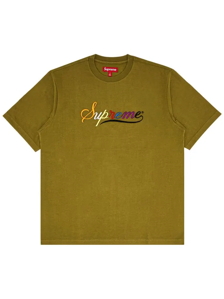 Футболка Supreme с коротким рукавом и курсивным шрифтом — изображение 1 из 2, зеленый