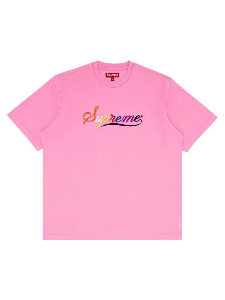 Топ Supreme Cursive Short-Sleeve Top Pink — изображение 1 из 2, розовый