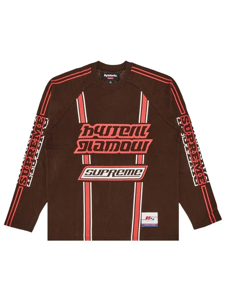 Топ Supreme x HYSTERIC GLAMOUR Mesh Long-Sleeve Top Brown — изображение 1 из 3, коричневый