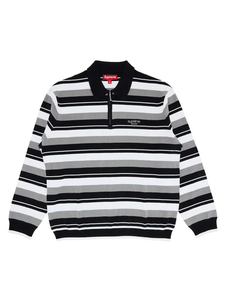 Поло Supreme Stripe Zip Long-Sleeve Polo — изображение 1 из 3, черный