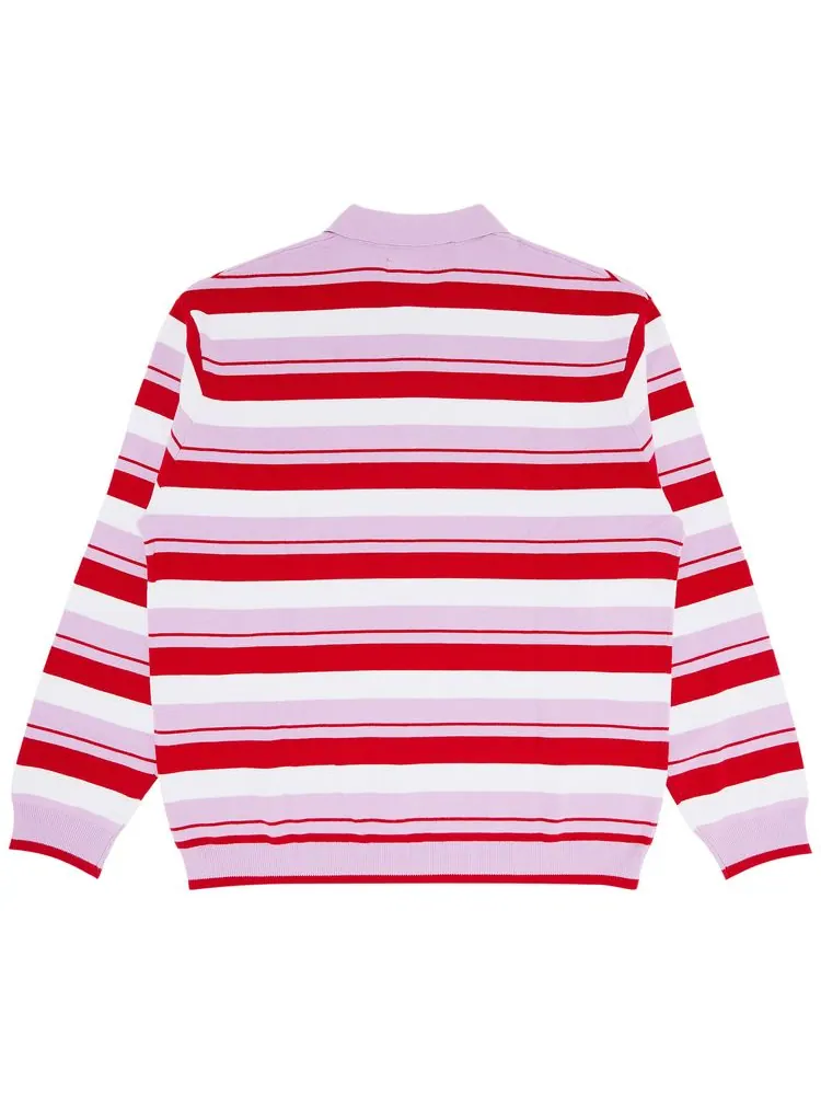 Поло Supreme Stripe Zip Long-Sleeve Polo 'Light Purple' — изображение 2 из 3, светлый фиолетовый