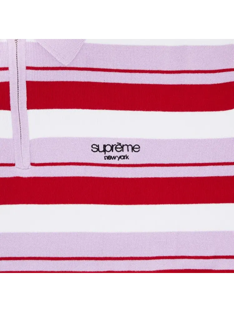 Поло Supreme Stripe Zip Long-Sleeve Polo 'Light Purple' — изображение 3 из 3, светлый фиолетовый