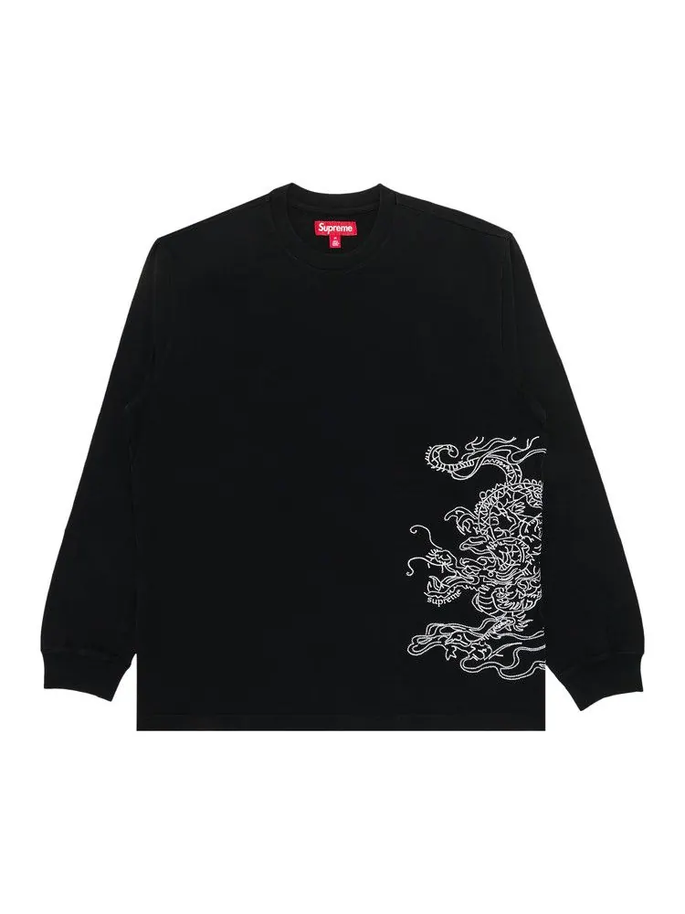 Топ Supreme Dragon Embroidered Long-Sleeve Top — изображение 1 из 3, черный