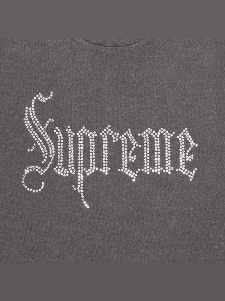 Топ Supreme Rhinestone Short-Sleeve Top — изображение 2 из 2, серый