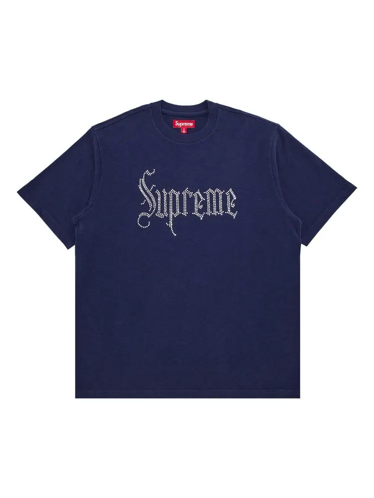 Топ Supreme Rhinestone Short-Sleeve Top — изображение 1 из 2, темно-синий