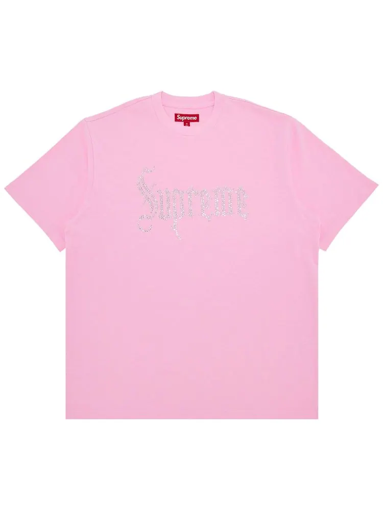 Футболка Supreme с коротким рукавом и стразами — изображение 1 из 2, розовый