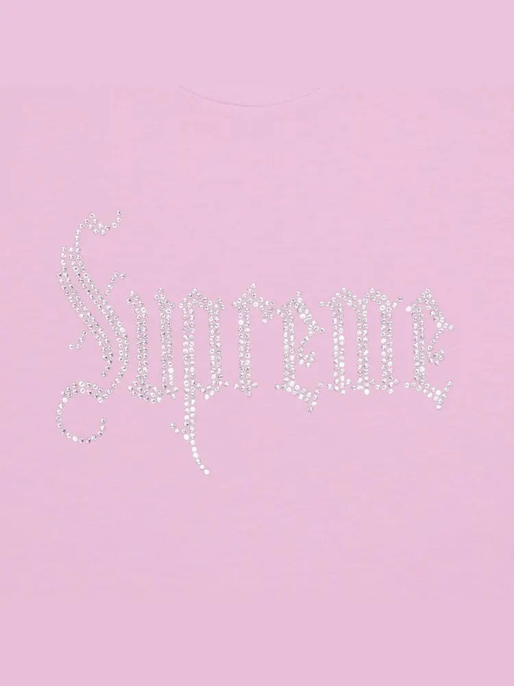 Футболка Supreme с коротким рукавом и стразами — изображение 2 из 2, розовый