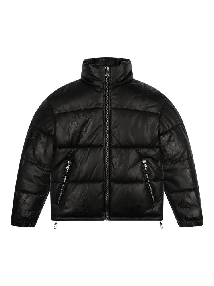 Куртка Denim Tears Leather Embossed Wreath Puffer Jacket — изображение 1 из 2, черный