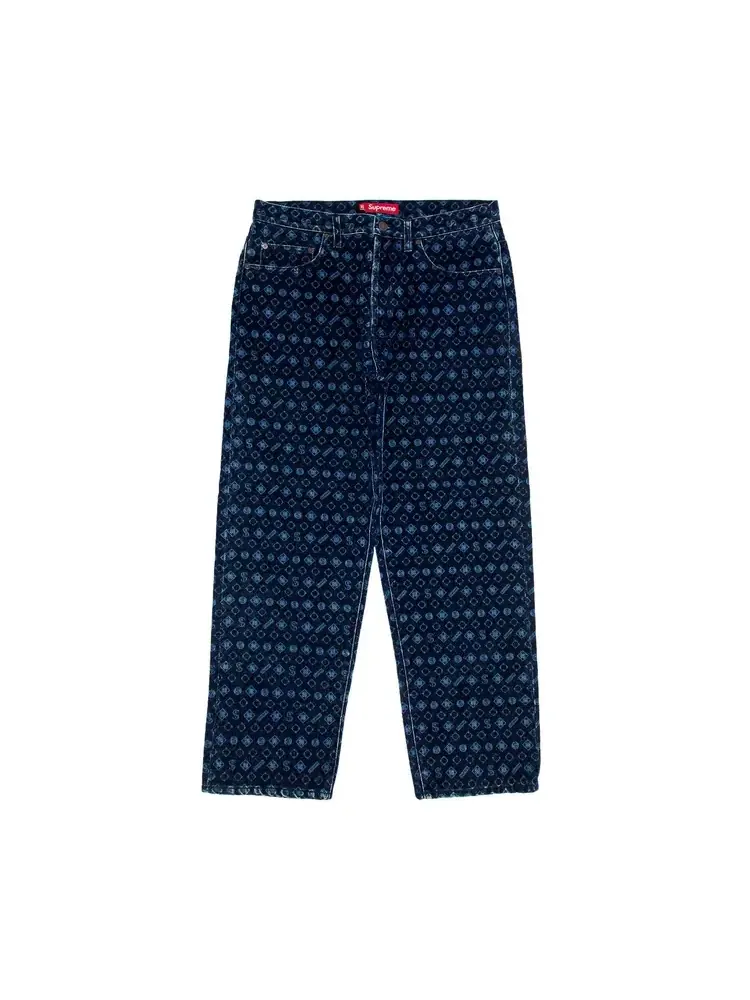 Джинсы Supreme Flocked Loose Fit Jean 'Blue' — изображение 1 из 3, синий