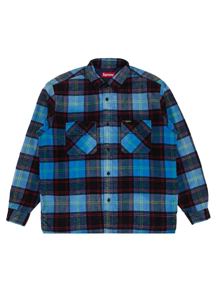 Рубашка Supreme Quilted Plaid Shirt 'Blue' — изображение 1 из 3, синий