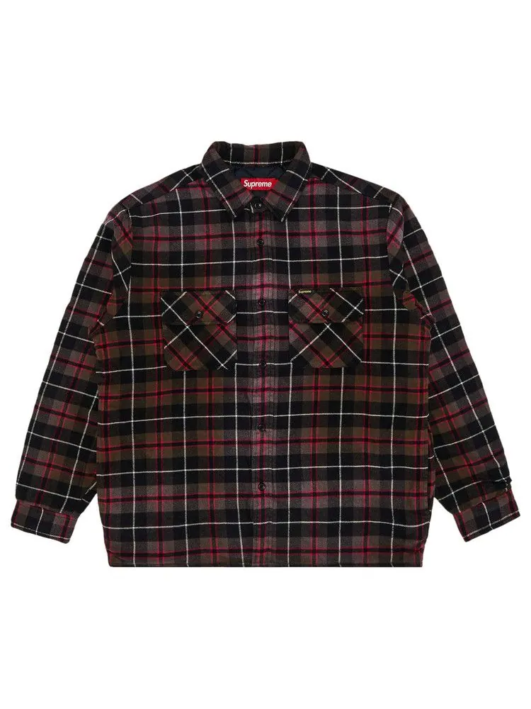 Рубашка Supreme Quilted Plaid Shirt — изображение 1 из 3, серый
