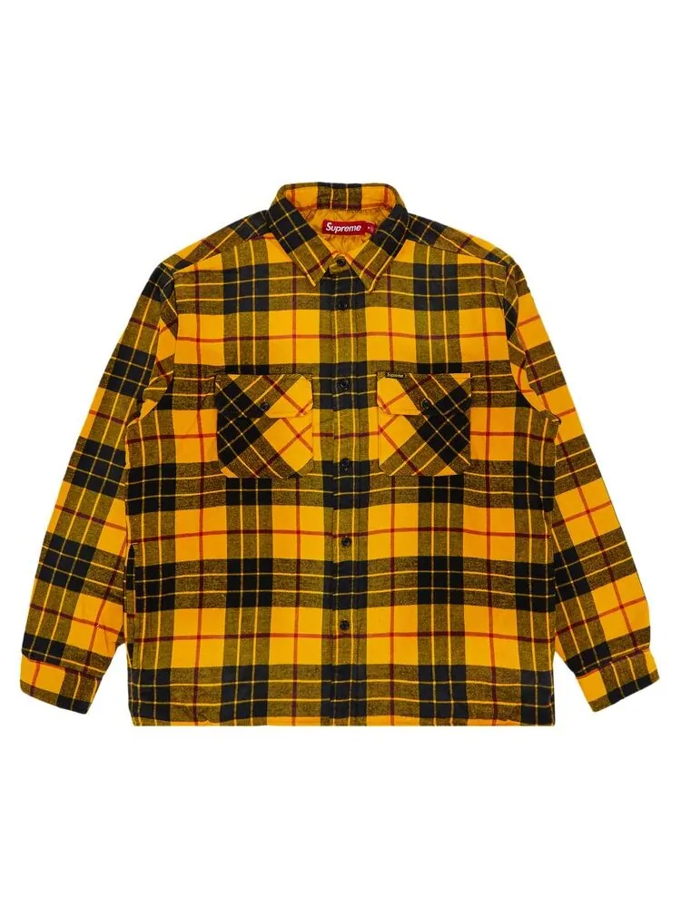 Рубашка Supreme Quilted Plaid Shirt Yellow — изображение 1 из 3, желтый