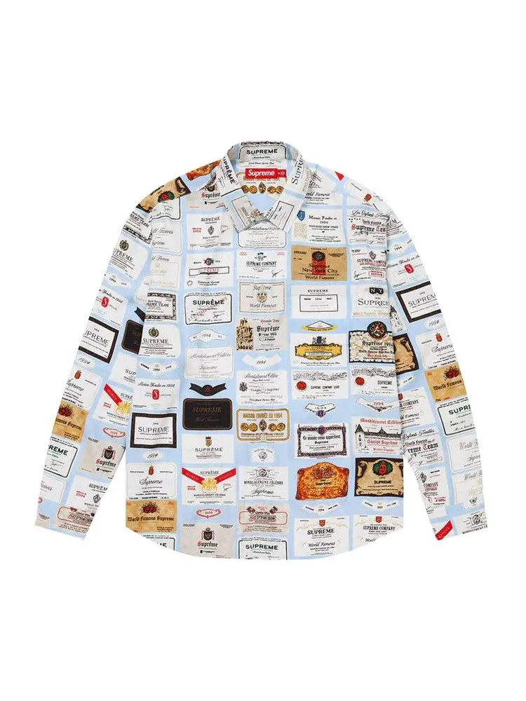 Рубашка Supreme Label Shirt — изображение 1 из 1, светлый синий