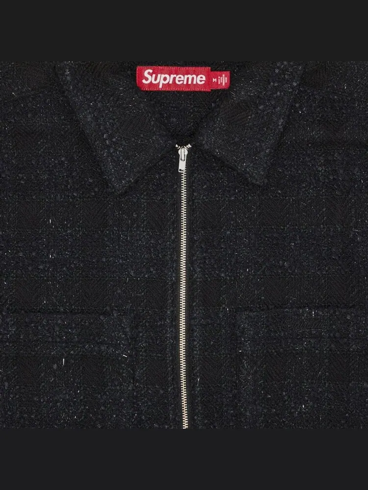 Рубашка Supreme Bouclé Zip Up Shirt — изображение 3 из 3, черный