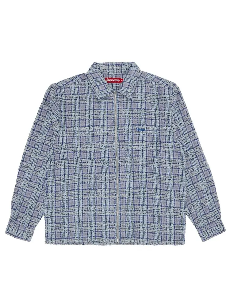 Рубашка Supreme Bouclé Zip Up Shirt — изображение 1 из 3, синий