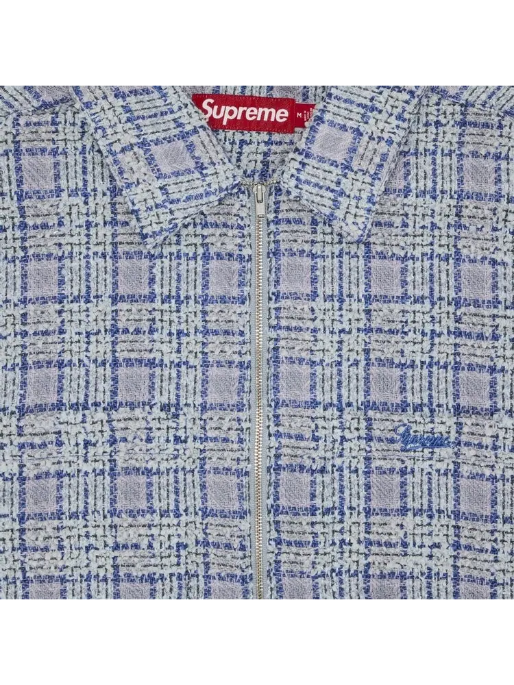 Рубашка Supreme Bouclé Zip Up Shirt — изображение 3 из 3, синий