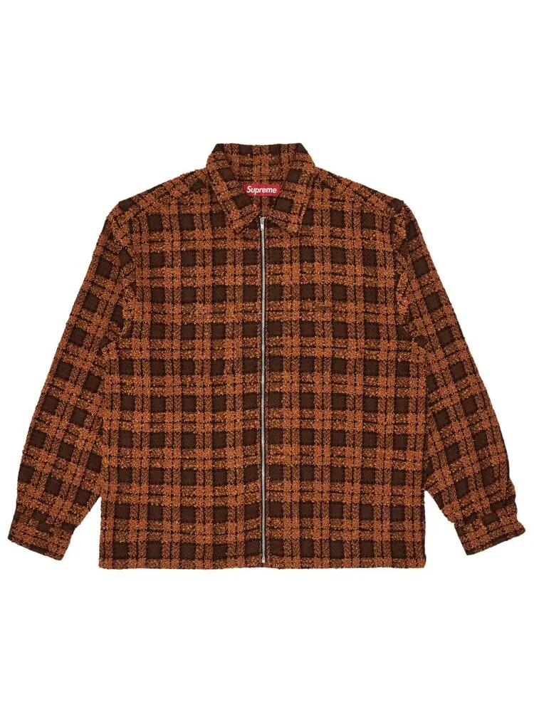 Рубашка Supreme Bouclé Zip Up Shirt — изображение 1 из 3, красный