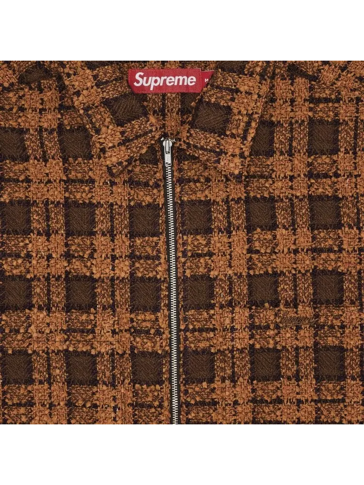 Рубашка Supreme Bouclé Zip Up Shirt — изображение 3 из 3, красный
