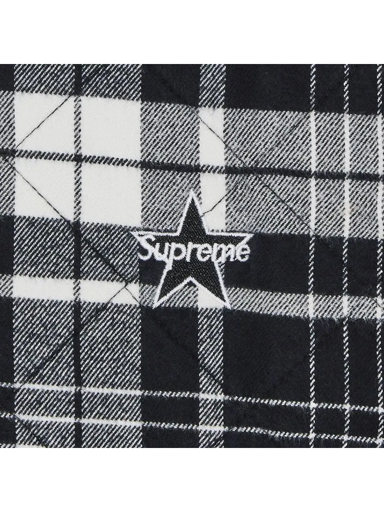 Рубашка Supreme Quilted Flannel Zip Up Shirt — изображение 3 из 3, черный