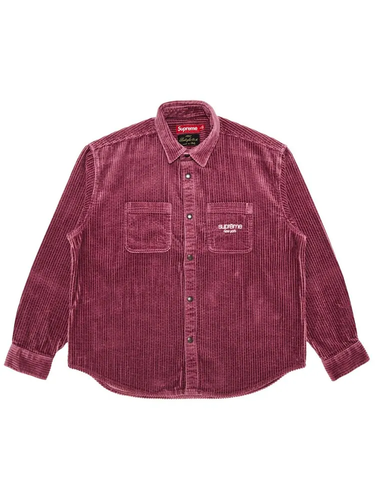 Рубашка Supreme Wide Wale Corduroy Snap Shirt Dusty Pink — изображение 1 из 2, розовый