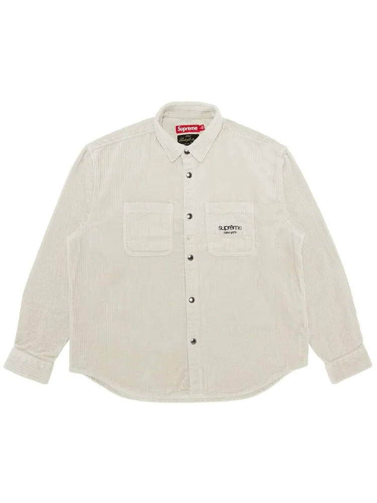 Рубашка Supreme Wide Wale Corduroy Snap Shirt Stone — изображение 1 из 2, серый
