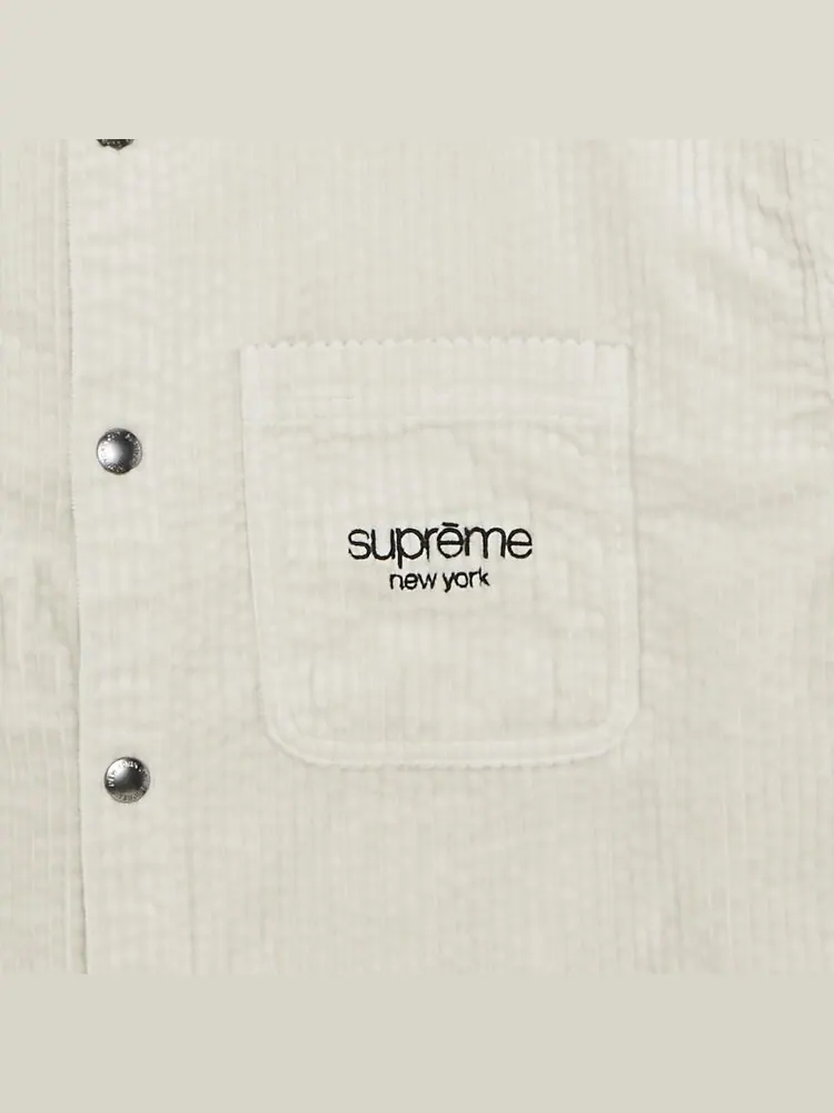 Рубашка Supreme Wide Wale Corduroy Snap Shirt Stone — изображение 2 из 2, серый