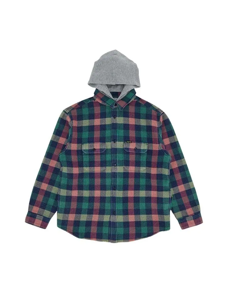 Рубашка Supreme Waffle Plaid Hooded Shirt Multicolor — изображение 1 из 3, мульти