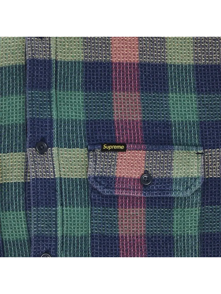 Рубашка Supreme Waffle Plaid Hooded Shirt Multicolor — изображение 3 из 3, мульти