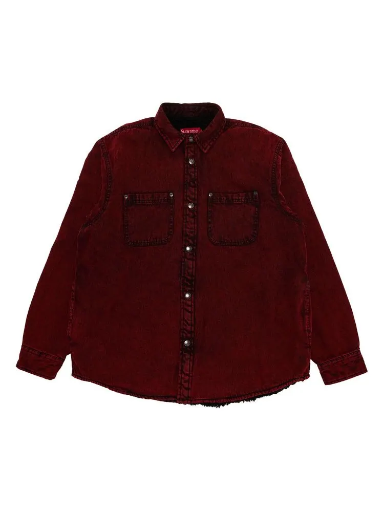 Рубашка Supreme Faux Shearling Lined Work Shirt — изображение 1 из 3, красный джинсовый синий