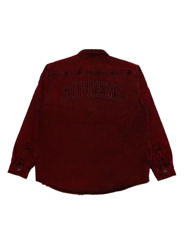 Рубашка Supreme Faux Shearling Lined Work Shirt — изображение 2 из 3, красный джинсовый синий