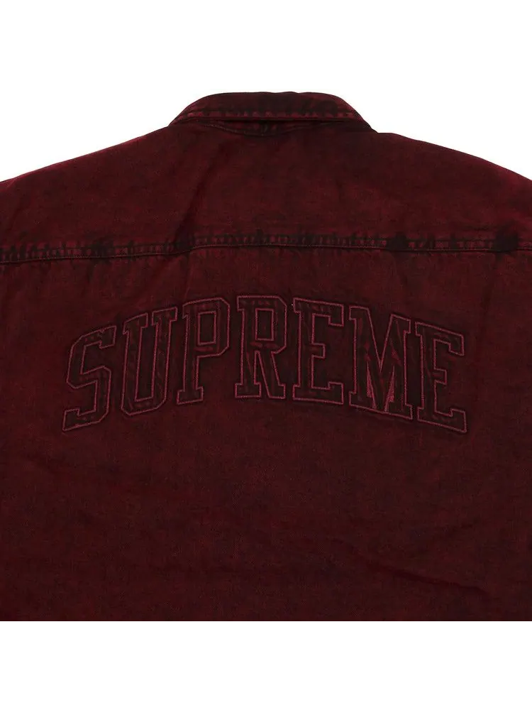 Рубашка Supreme Faux Shearling Lined Work Shirt — изображение 3 из 3, красный джинсовый синий