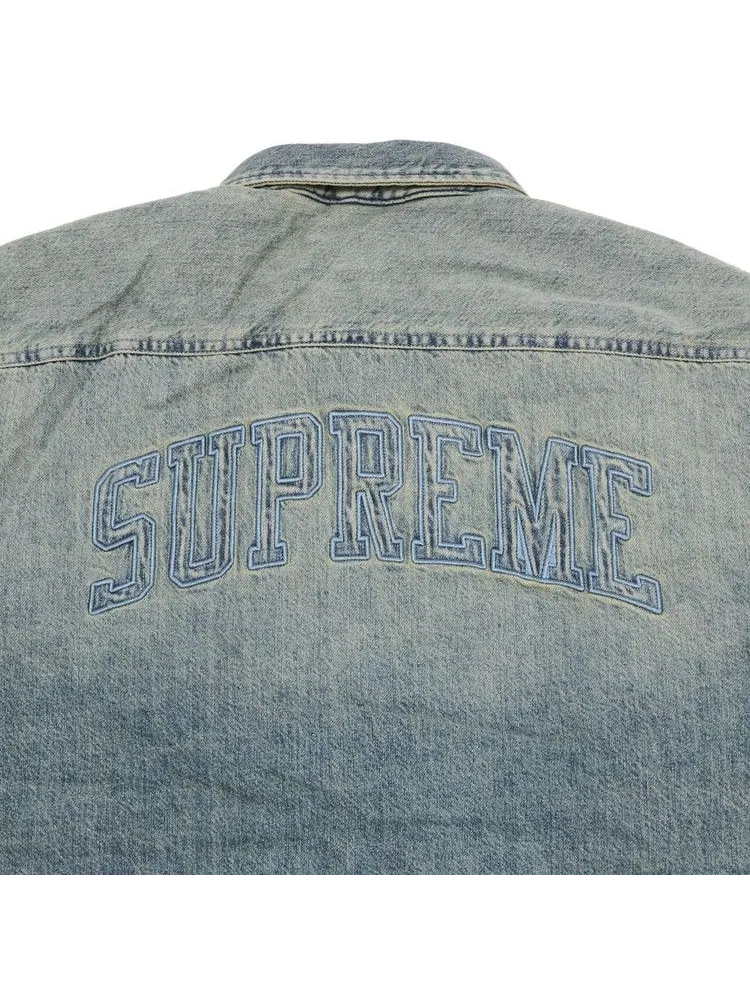 Рубашка Supreme Faux Shearling Lined Work Shirt — изображение 3 из 3, индиго джинсовый синий