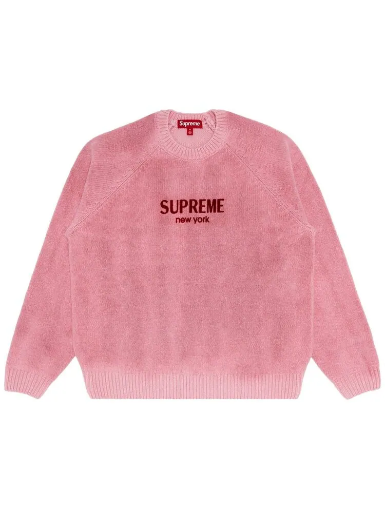 Свитер Supreme Flocked Logo Sweater Pink — изображение 1 из 2, розовый