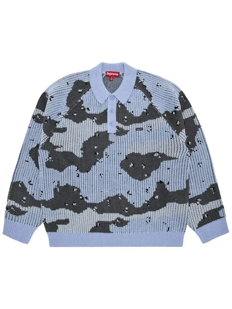 Свитер Supreme Small Box Polo Sweater — изображение 1 из 3, синий