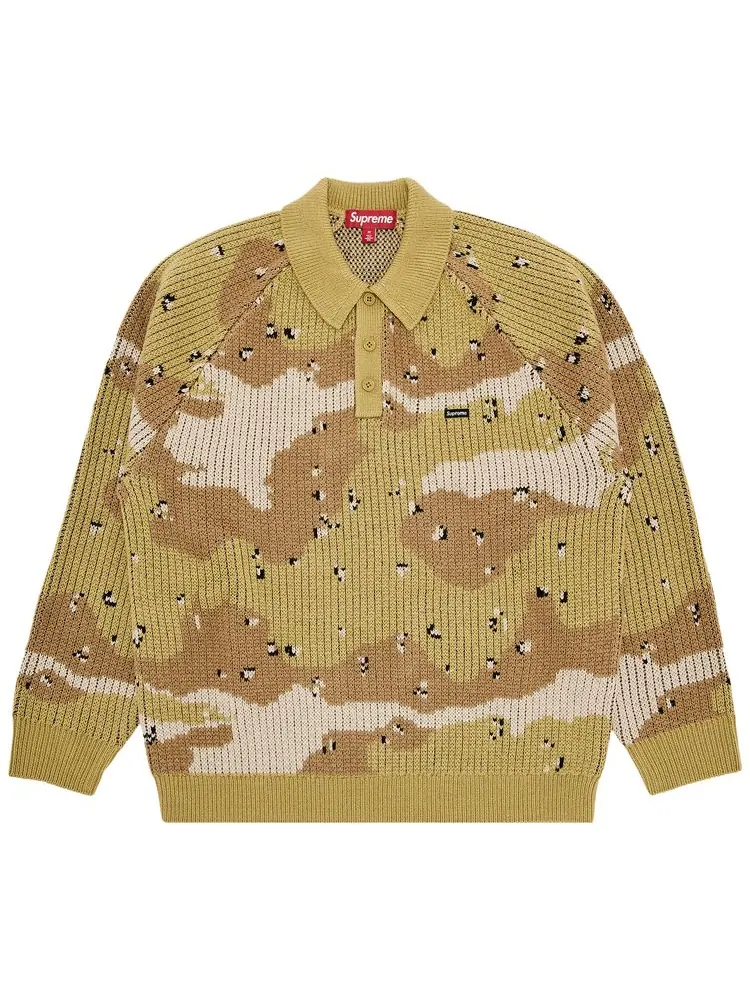 Свитер Supreme Small Box Polo Sweater 'Desert Camo' — изображение 1 из 3, загар