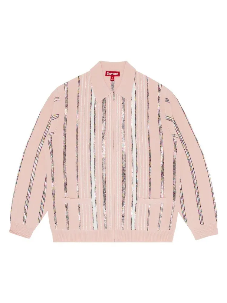 Кардиган Supreme Speckle Stripe Zip Up Cardigan Pink — изображение 1 из 3, розовый
