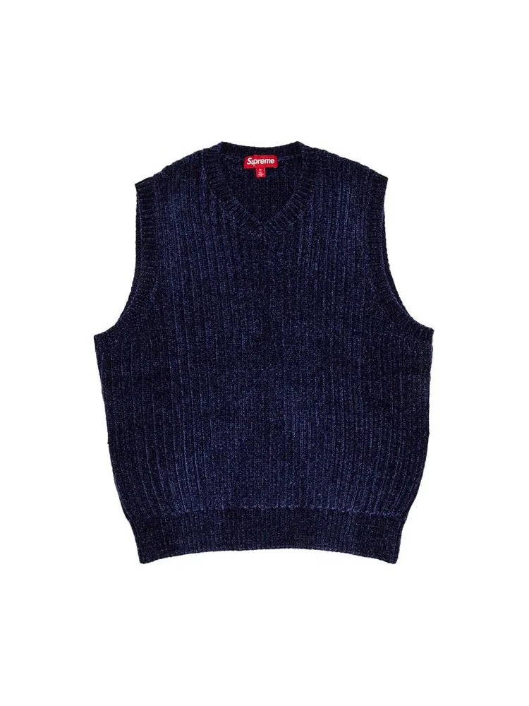 Свитер Supreme Chenille Sweater Vest 'Navy' — изображение 1 из 3, синий