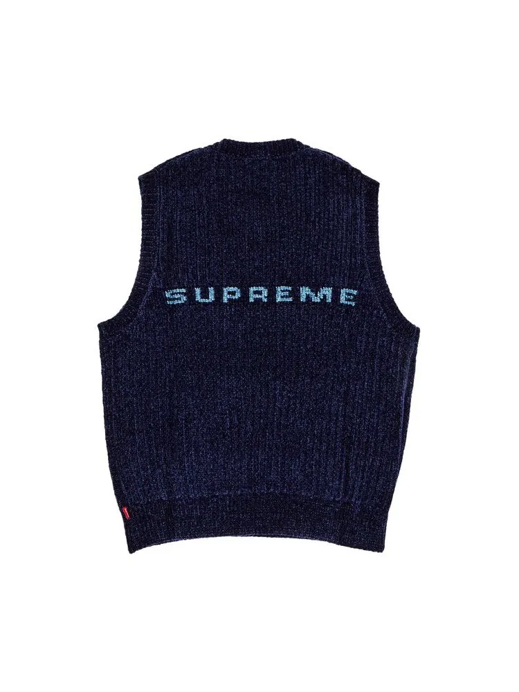 Свитер Supreme Chenille Sweater Vest 'Navy' — изображение 2 из 3, синий